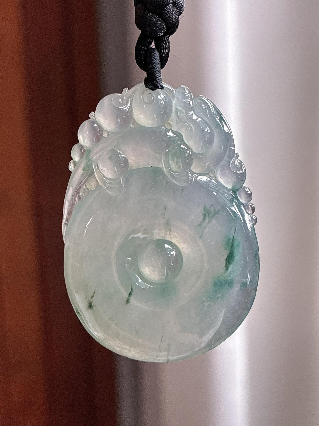 冰种飘花仿古牌挂件 天然缅甸A货翡翠（yc697863）