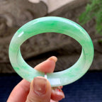 细糯种飘绿花宽版轮胎手镯 54.7圈口 天然缅甸A货翡翠（yc357743）