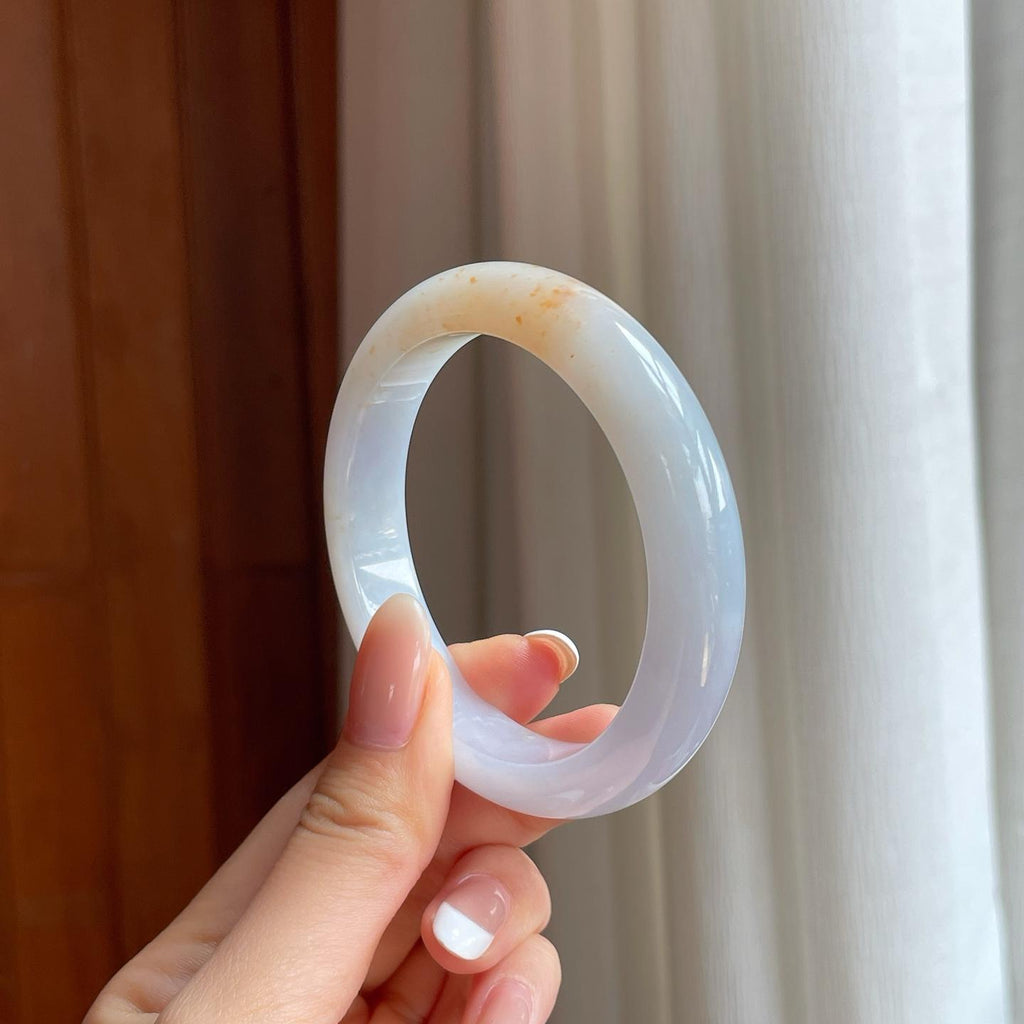 糯冰洒金特色翡翠平安镯（53.6mm)（yc389530）