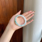 糯冰飘花翡翠平安镯（53mm)（yc424262）