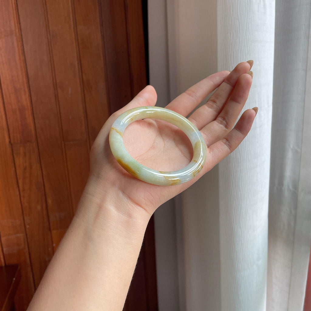糯冰黄翡翡翠圆条(57mm)（yc415392）