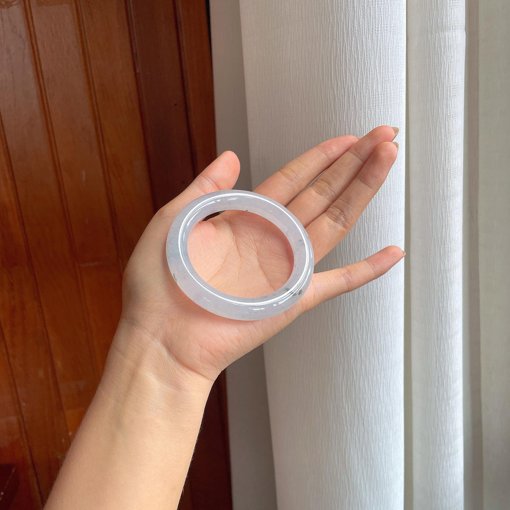 冰种飘花翡翠圆条手镯（55mm）（yc406234）
