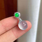 18k金钻镶冰种翡翠蛋面吊坠（yc257275）