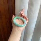 细糯冰飘花翡翠平安镯（59mm）（yc272879）