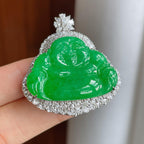 18k真金真钻镶糯冰满绿翡翠佛公（yc244912）