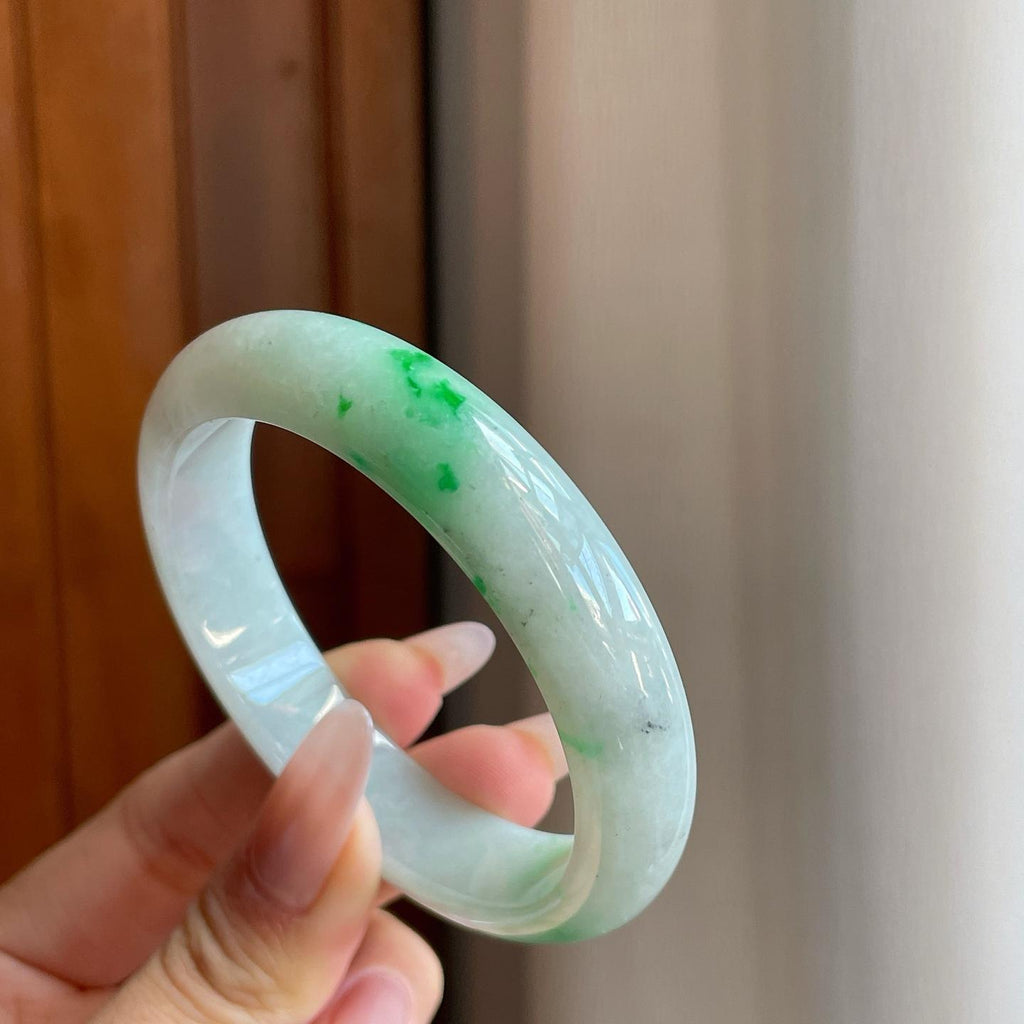 细糯种飘花翡翠平安镯（55mm）（yc272878）