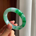 糯冰带色翡翠平安镯（56mm）（yc376717）