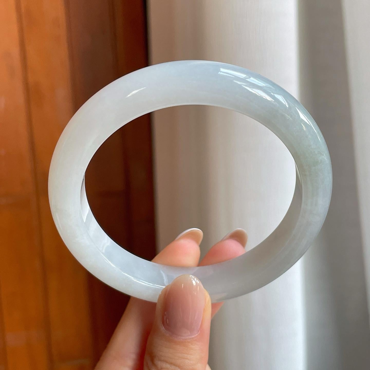 糯冰白月光翡翠平安镯（59mm)（yc373304）