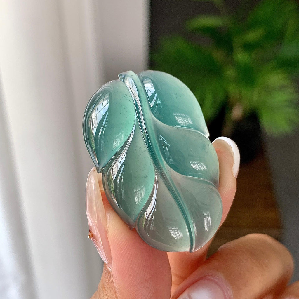 冰种淡蓝水叶子挂件（yc248219）