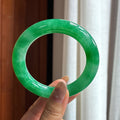 大圈口 糯冰满绿圆条手镯 58圈 天然缅甸A货翡翠（yc454274）