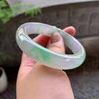 糯冰种淡春彩平安镯（57mm）