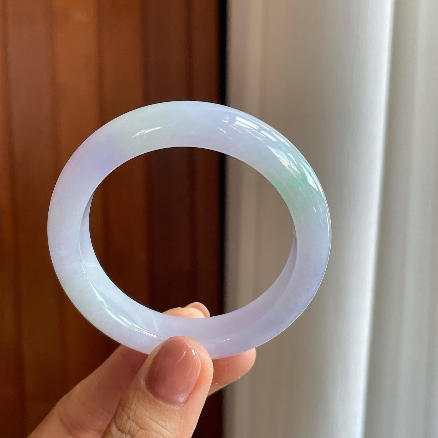 糯冰淡春彩翡翠平安镯（50.5mm）（yc276395）