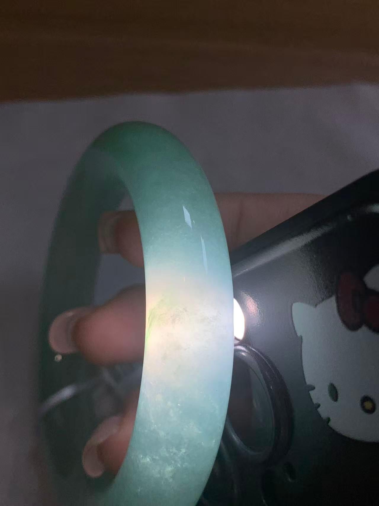 糯冰种晴水圆条手镯（56.8mm）（yc203708）
