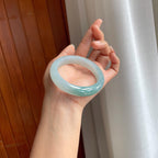 冰种飘绿花翡翠平安镯（56mm）（yc333077）