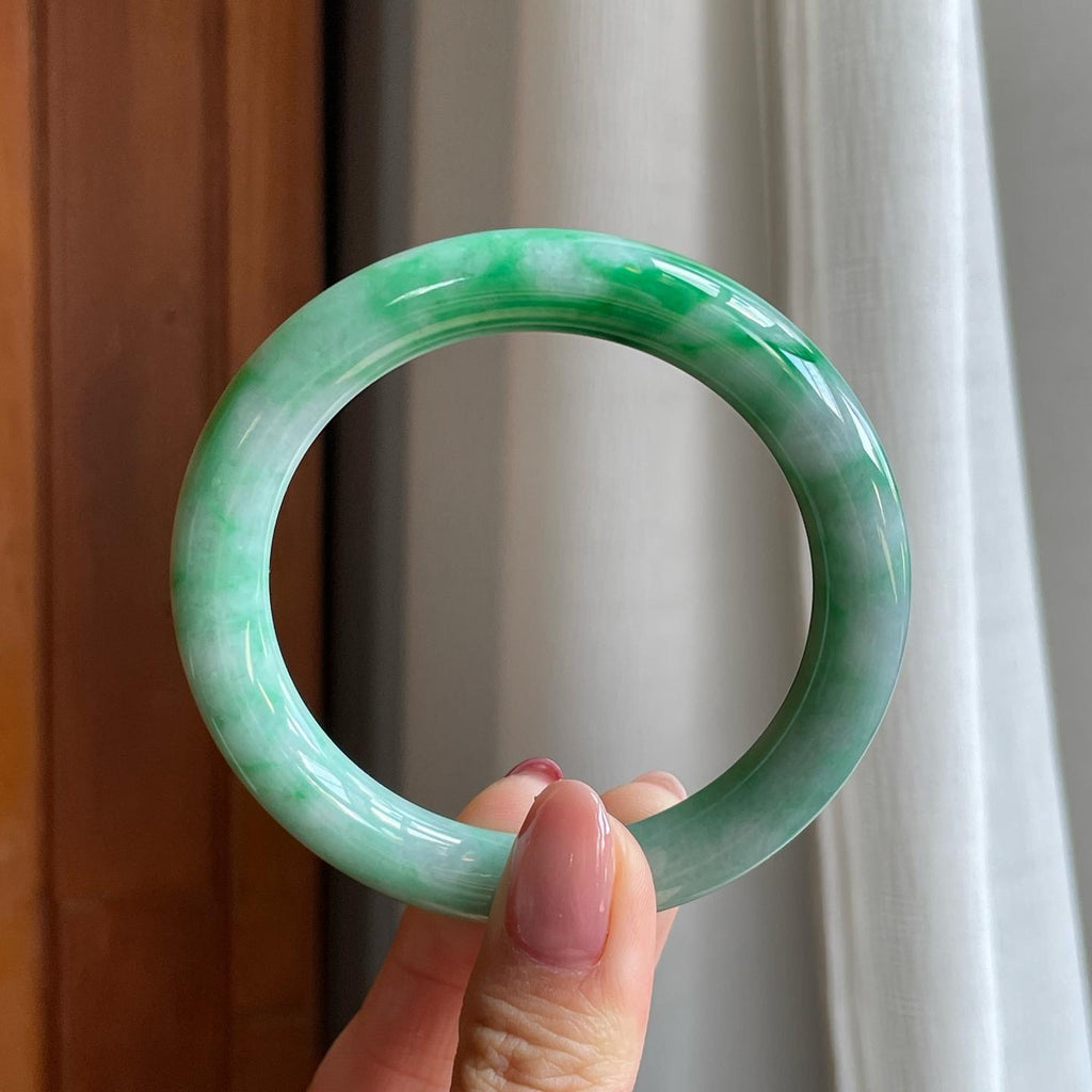 糯冰带底色翡翠美人条手镯（54.6mm）（yc295808）