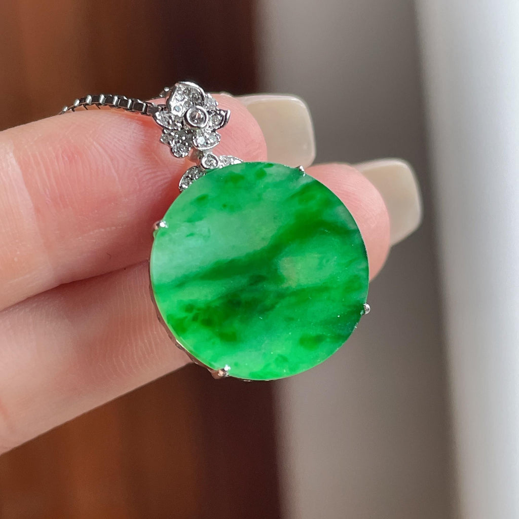 18k金镶糯冰飘花无事牌挂件（yc773202）