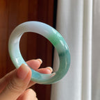 糯冰半山半水特色翡翠平安镯（54.5mm）（yc389555）