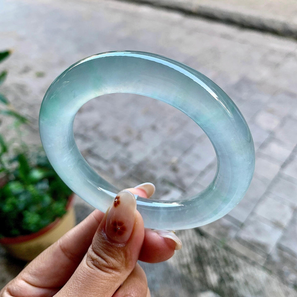 冰种淡晴水圆条手镯（54.9mm）（yc246679）