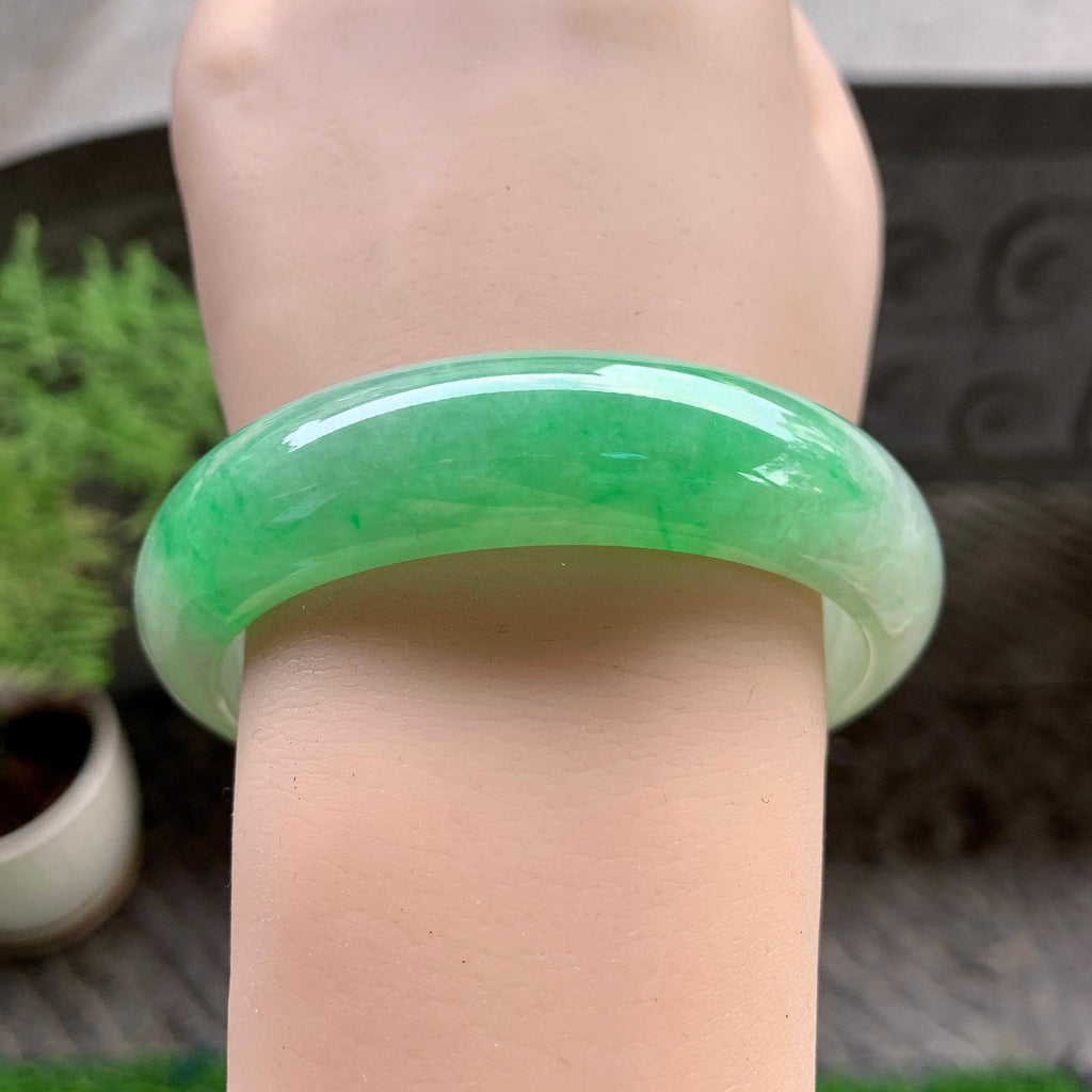 细糯种翠绿宽版轮胎手镯（59.3mm）（yc225043）