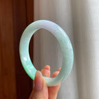 糯冰带色翡翠平安镯（58.3mm)（yc347293）