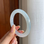 糯冰淡底色翡翠圆条手镯（54.2mm)（yc424268）