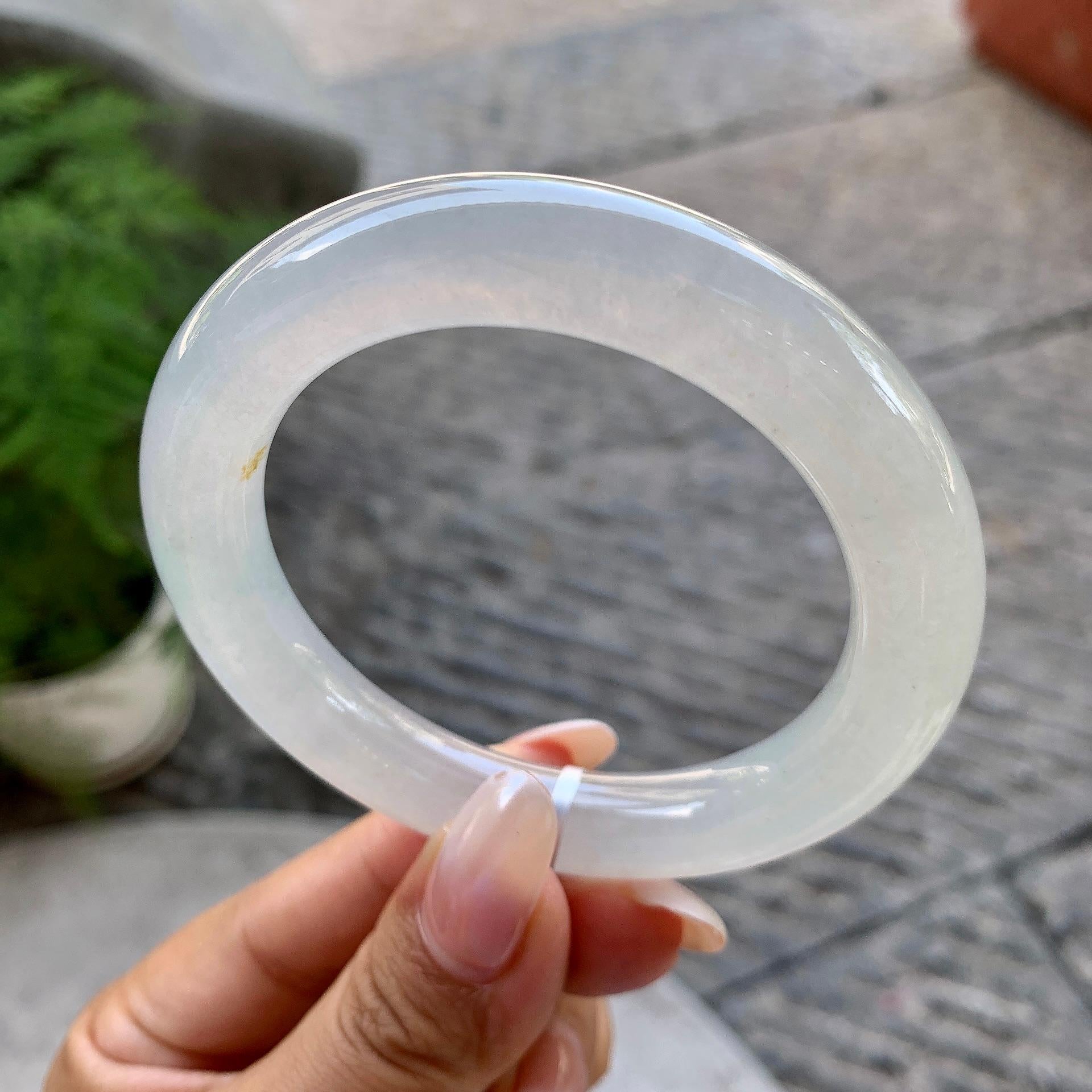 糯冰种无色圆条手镯（54.8mm）（yc199557）
