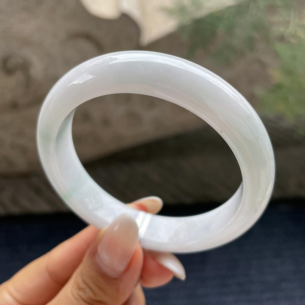 细糯种带底色正圈平安镯56.1圈      天然缅甸A货翡翠（yc421250）