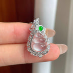 18k金镶镶玻璃种无色翡翠豆子（yc246190）