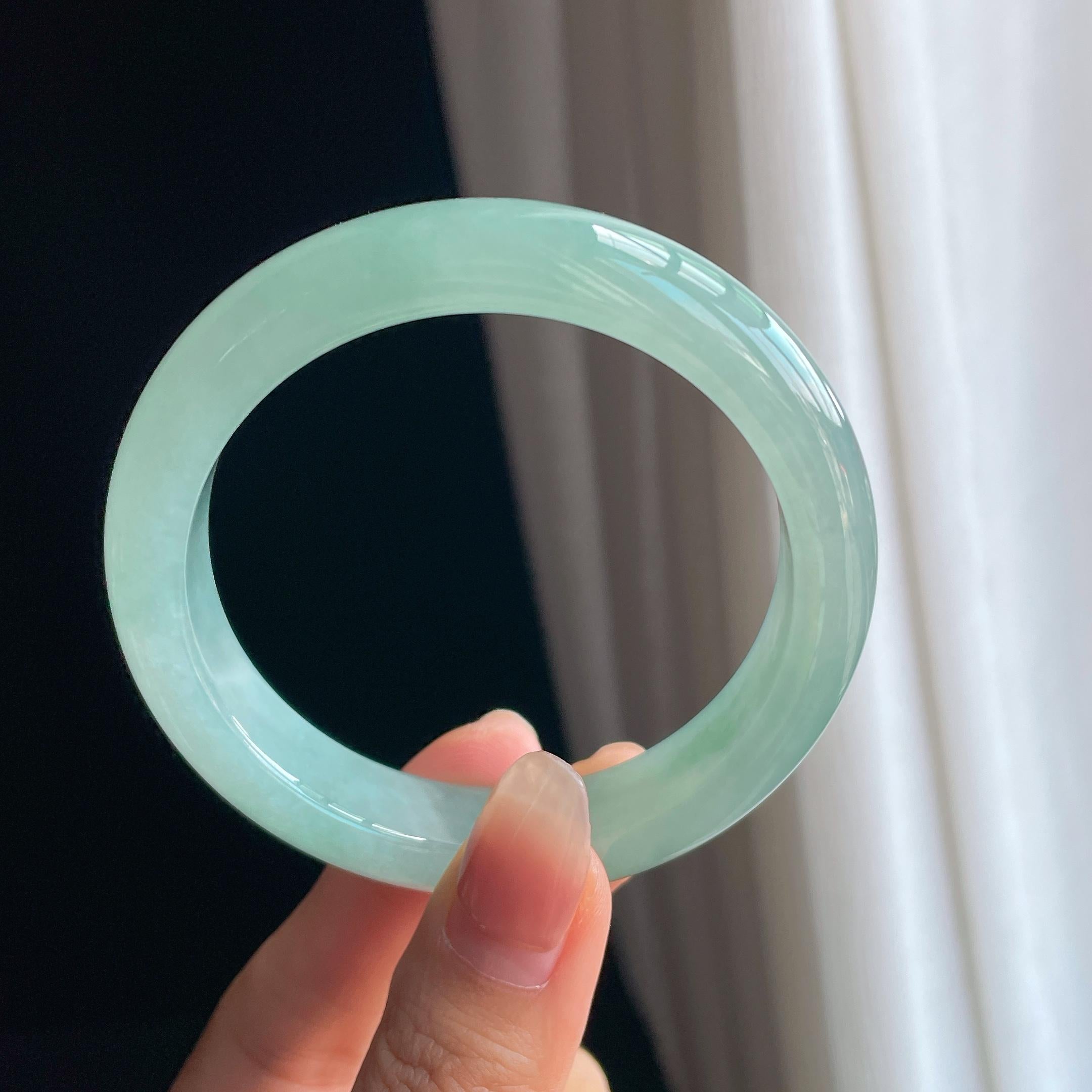 冰种晴底翡翠平安镯（56mm）（yc343939）