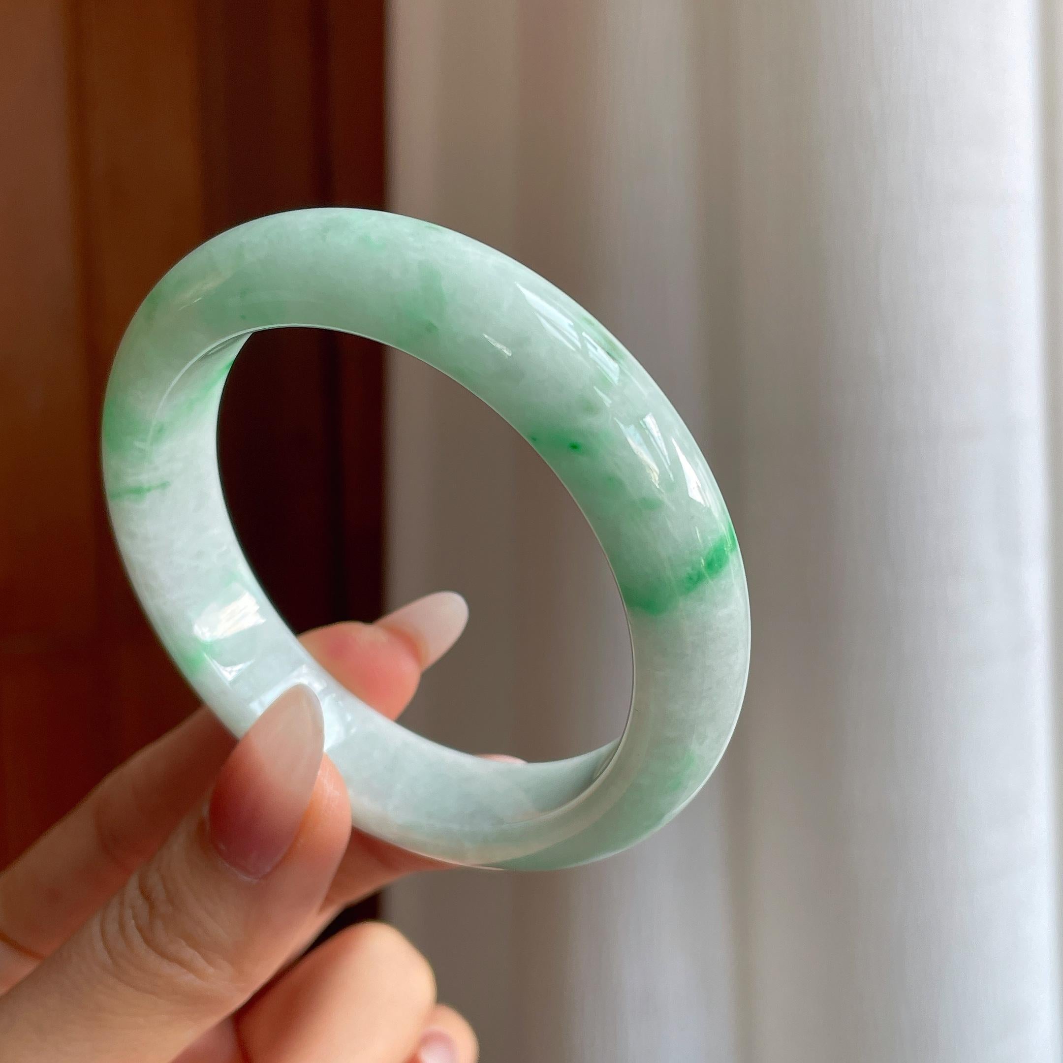 糯冰飘花翡翠平安镯（55.6mm）（yc295072）