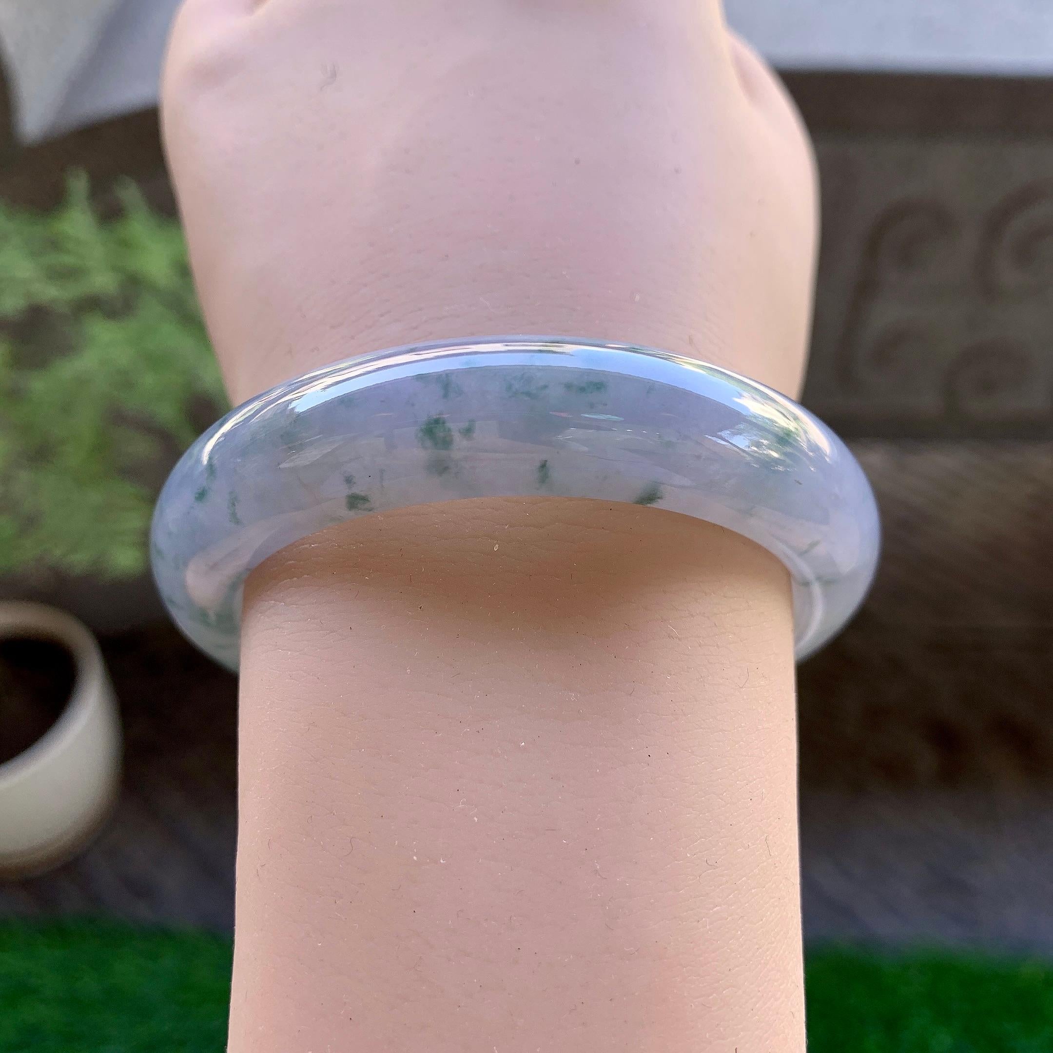 细糯种紫罗兰飘花平安镯（52mm）（yc246656）