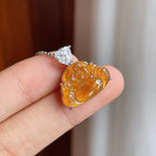 S925银镶冰种黄翡翡翠佛公（yc247659）