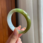 糯冰半山半水翡翠平安镯（57mm)（yc415554）