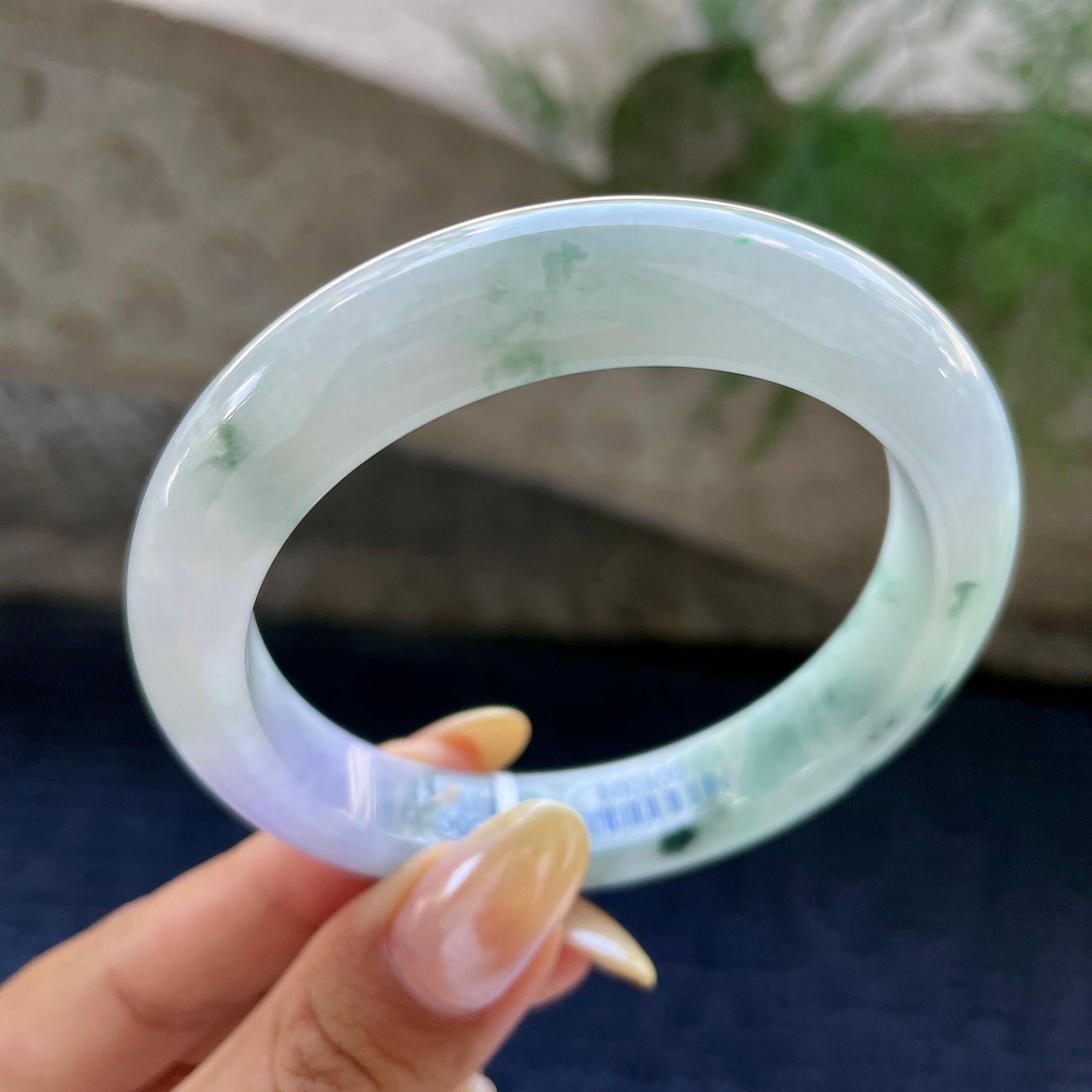 大圈口 细糯种紫罗兰飘花正圈平安镯58圈 天然缅甸A糊哦非常（yc466818）