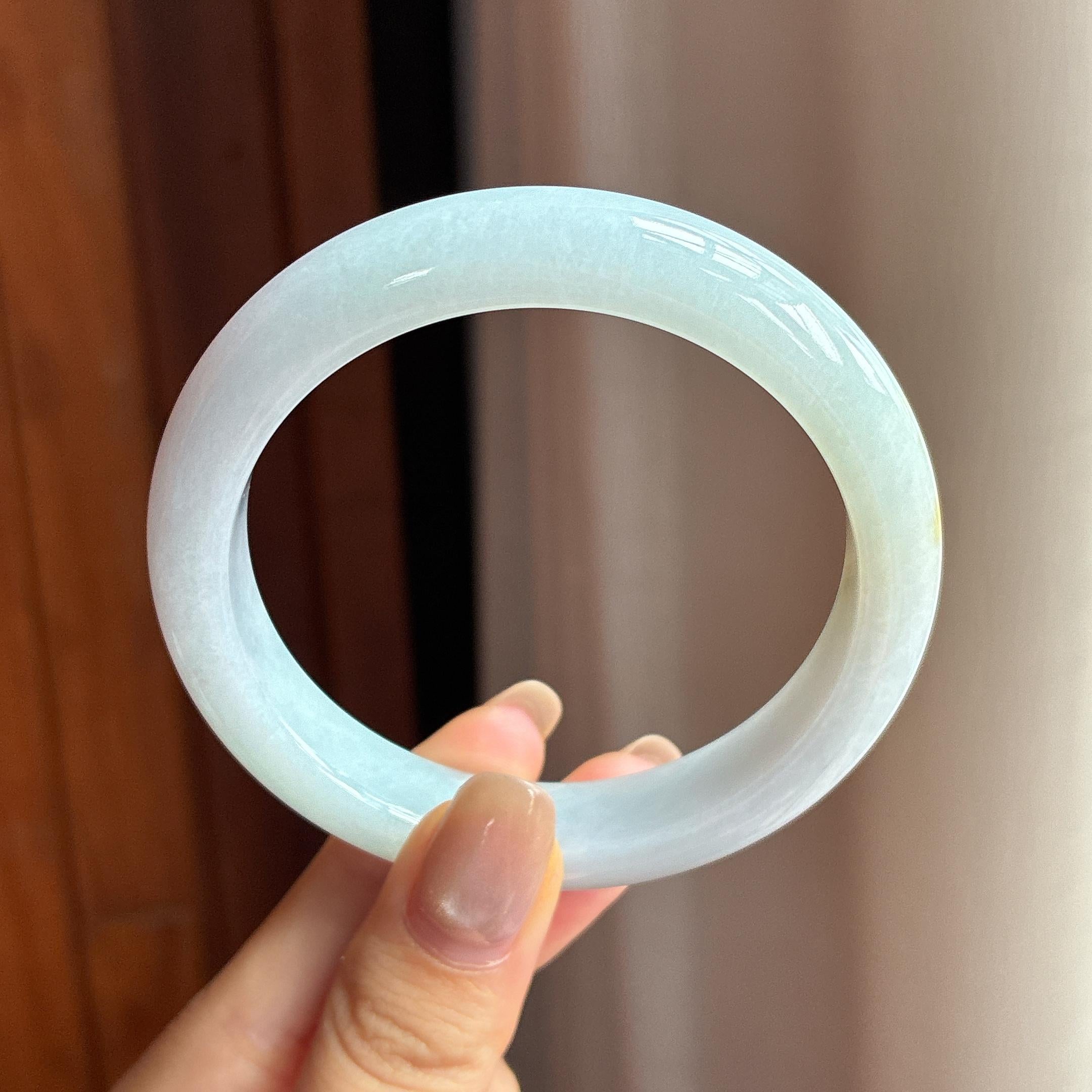 细糯种黄翡正圈平安镯 57圈 天然缅甸A货翡翠（yc440034）