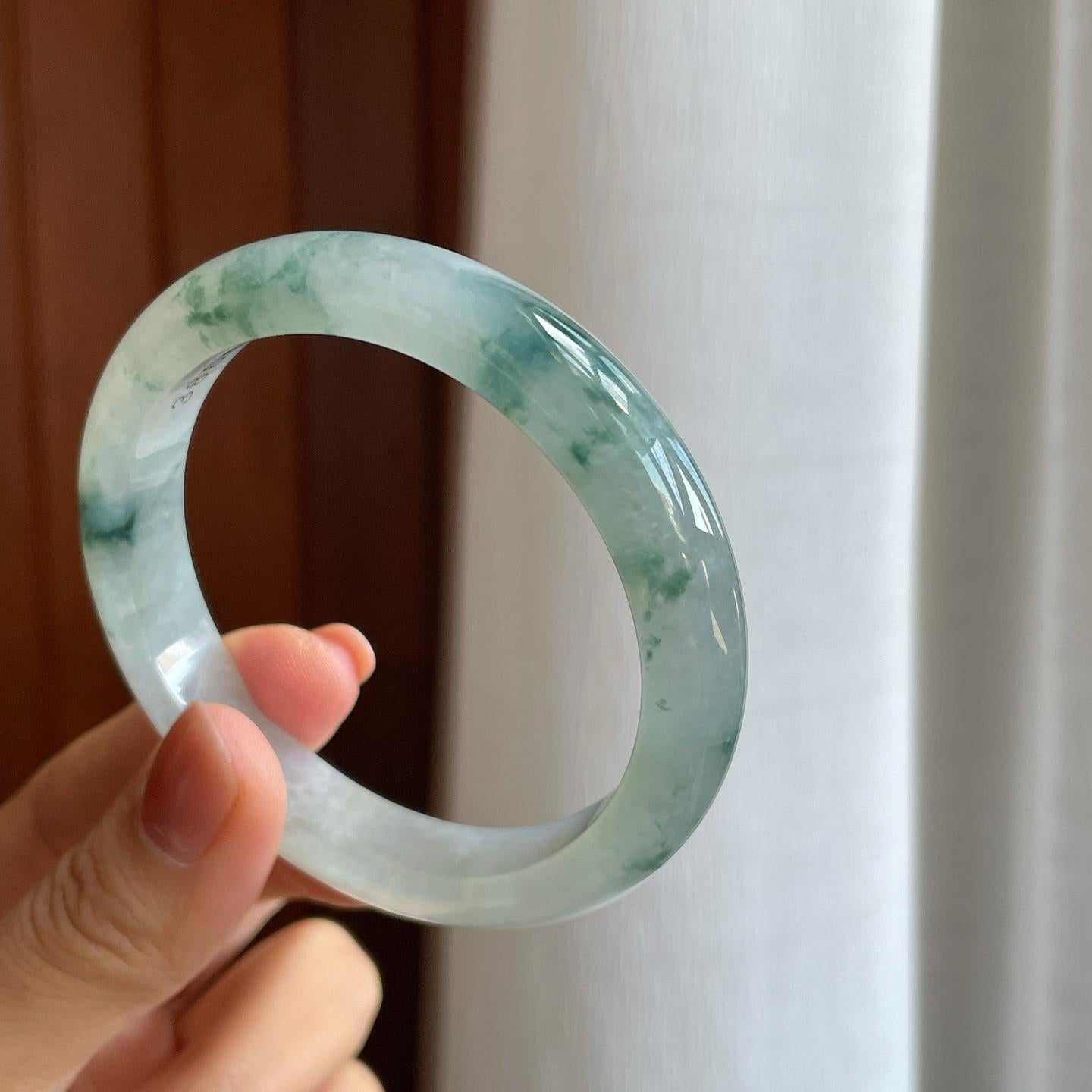 糯冰飘花翡翠平安镯（57.5mm）（yc281665）