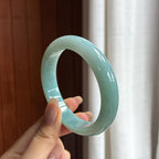 大圈口 细糯种蓝晴正圈平安镯 58圈 天然缅甸A货翡翠（yc454407）