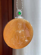 18k金镶冰种黄翡翡翠观音（yc248491）