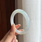 糯冰飘花翡翠圆条手镯（51mm)（yc417237）
