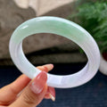 大圈口  细糯种淡春彩正圈平安镯61圈   天然缅甸A货翡翠（yc441139）