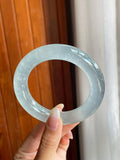 冰玻种雪花棉圆条翡翠手镯（56.7mm）（yc220805）