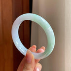 糯冰带色翡翠平安镯（58.6mm)（yc345533）