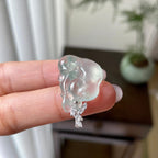 18k金钻镶冰种飘花如意吊坠（yc312573）