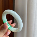 糯冰带色翡翠平安镯（56.3mm）（yc284558）