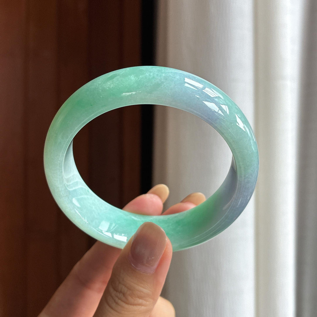 糯冰宽版春彩翡翠手镯（58.5mm）（yc420186）