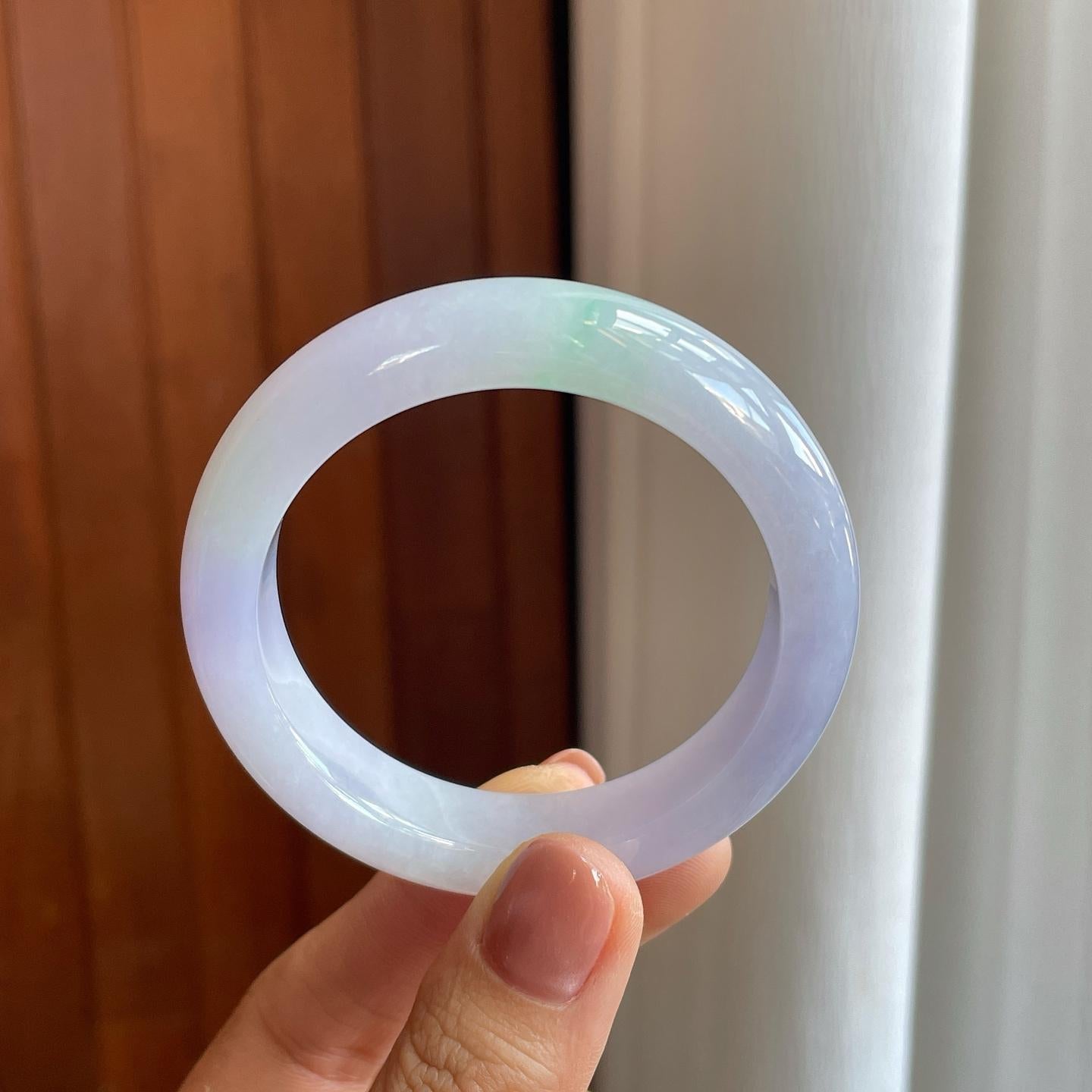 糯冰淡春彩翡翠平安镯（50.5mm）（yc276395）