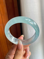 冰玻种蓝底翡翠平安镯（57.5mm）（yc220808）