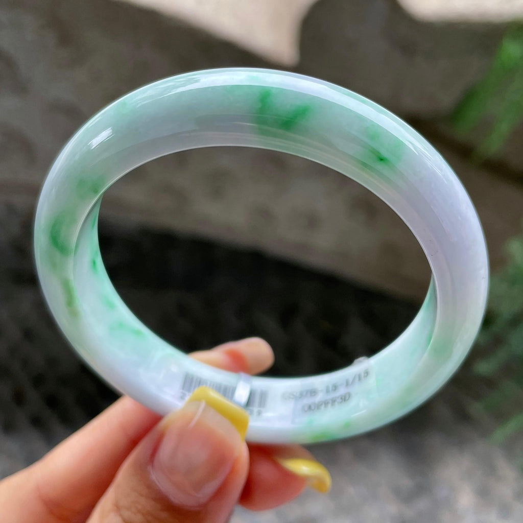 小圈口          细糯种飘绿正圈平安镯53圈          天然缅甸A货翡翠（yc392748）