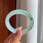 冰种飘花翡翠平安镯(53mm)（yc415388）
