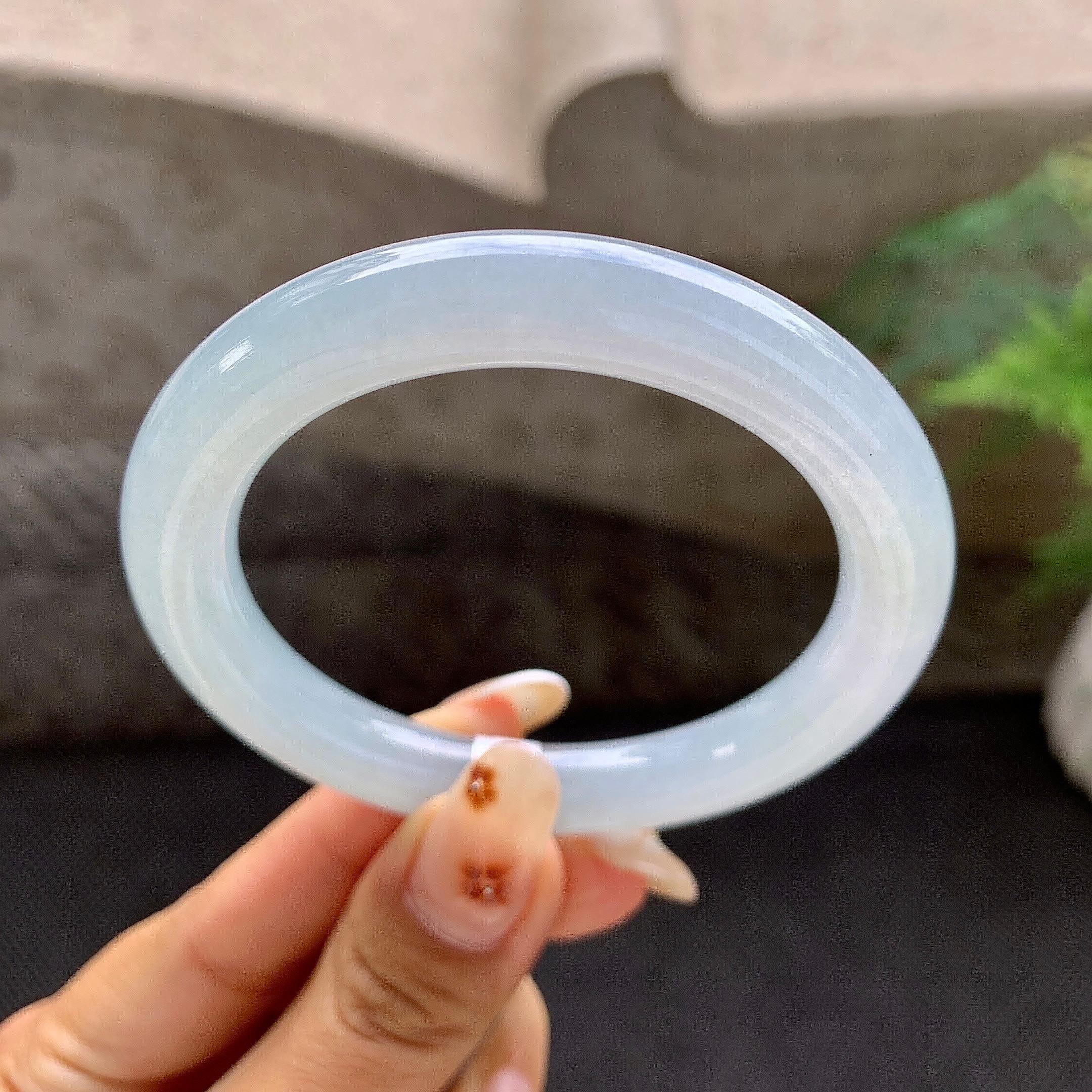 细糯种无色圆条手镯（53.2mm）（yc272079）
